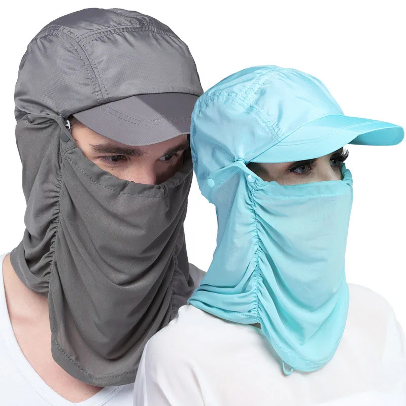 

Quick Drying Sun Helmet Mask Bonnie Hats Folding Cap Sunbonnet UV Protection Summer Camouflage Hat To Prevent Mosquito