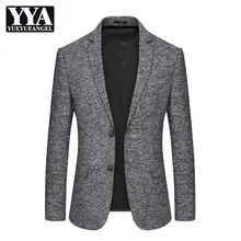Демисезонный мужской повседневный костюм куртки модные однотонные Однобортный блейзер мужской серый зауженный крой, для вечеринки, пиджак