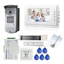 Envío Libre 7 “Pantalla a Color TFT de Video de La Puerta de Intercomunicación Teléfono + control de Acceso RFID Puerta Monitor de La Cámara 1 + 280 kg Magnética Eléctrica bloqueo