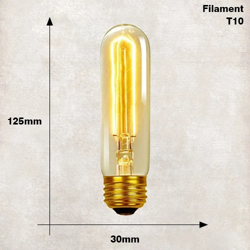Эдисон лампы e27 220 В 40 Вт st64 t10 g80 g95 в стиле ретро ампулы винтажная лампа Эдисона лампа накаливания Светильник лампы для домашнего декора - Цвет: T10 Filament