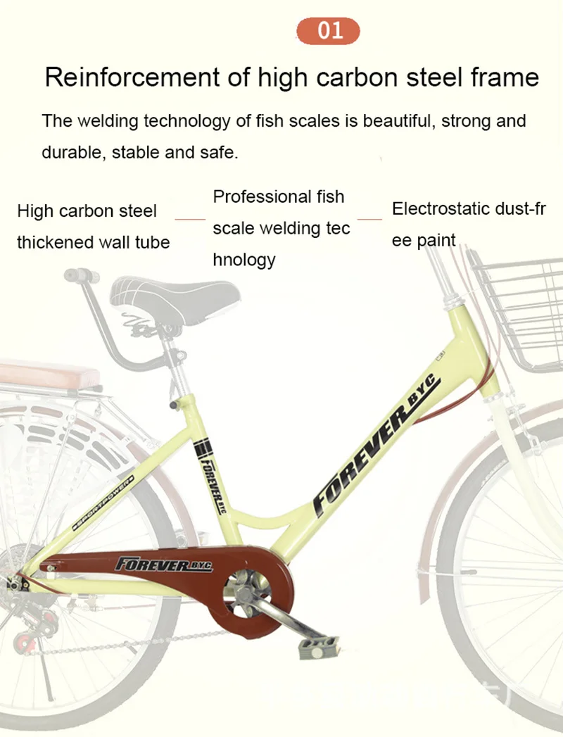 Sale 24-Inch Adult Bicycle Men And Women Variable Speed Commuter Bike City Retro Portable Step Princess Student 4