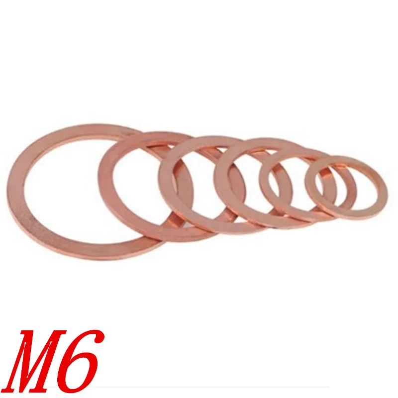 50pcs 6mm Copper Washer M6 M6*16 /18 Sealing Washer For Boat Crush
