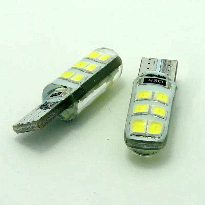 10 шт./лот автомобиля T10 194 W5W светодиодный Лампы Canbus 5050 12SMD 2835 Светодиодный чип ошибка не силиконовый корпус автомобиля просвет свет