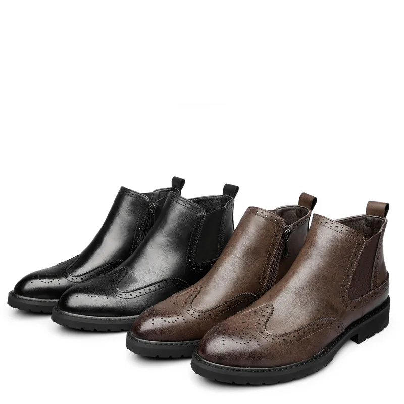 

Leisure Retro Men Motorcycle Boots Solid Ankle Pointed Toe Lace up Martin Boots Low Winter Casual Outdoor Working Shoes