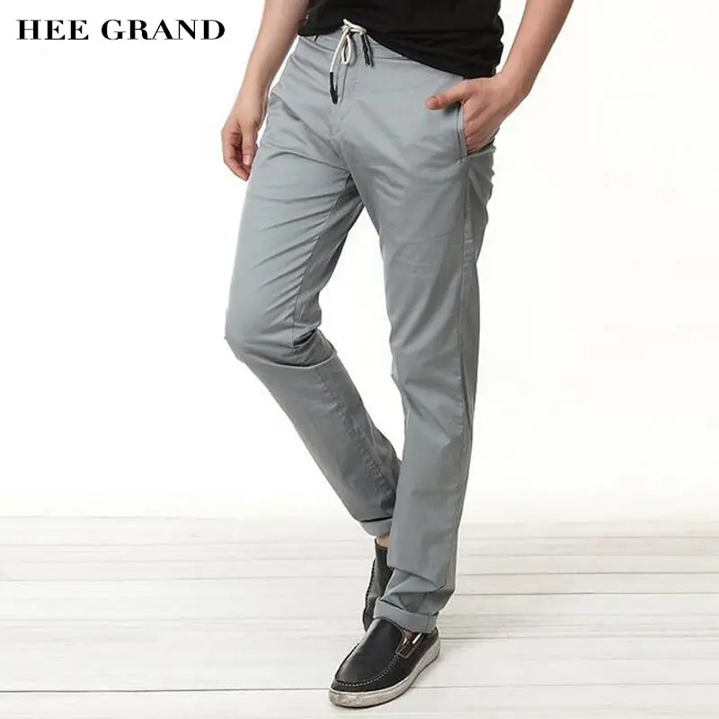 

HEE GRAND Men Full Length Casual Pants 2018 New Arrival Mid-waist Straight Basic Style Spring Summer Breathable Trousers MKX1306