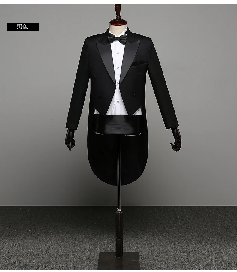 Смокинг Платье XS-XL мужчин классический черный блестящий лацкан хвост пальто смокинг Свадебный Жених сценический певец 2 шт костюмы платье пальто хвосты