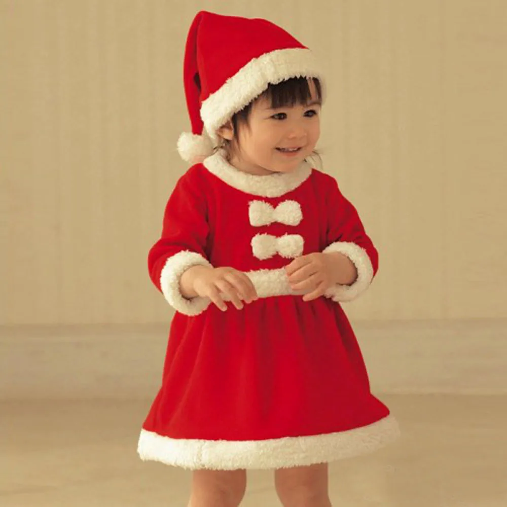 ARLONEET/рождественские праздничные платья для малышей; Одежда для девочек и мальчиков; красное и белое праздничное платье; шапка Санта-Клауса; ползунки; CS23