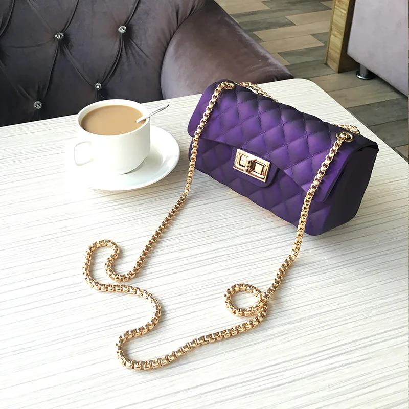 Matte jelly bag 2018 Fashion Small Women Clutch Bags Designer Lingge Chain Crossbody Lady bags Candy Color Women Shoulder Bag
