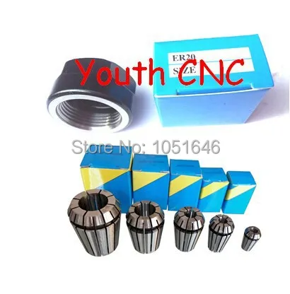 , 5 pcs ER11 collets 3 mm, 3.175mm, 4mm, 6mm, 7mm + 1 pc ER 11 A Nut for CNC milling lathe tool and spindle motor