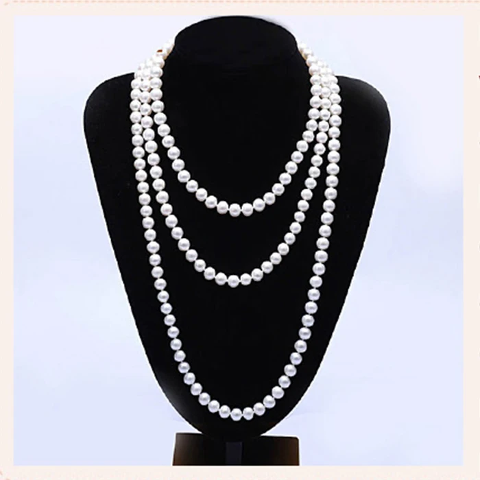  2016 long natural pearl necklace real freshwater Nearround  pearl jewelry 120 cm 160 cm 200 cm for wedding For Women Best Gifts 
