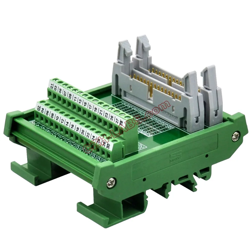 

CZH-LABS DIN Rail Mount Dual IDC30 Pitch 2.54mm Male Header Interface Module Breakout Board.