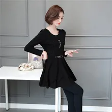 Autumn New Women Long Sleeve Dresses Beading Patchwork Black Dress Female Plus Size 5XL Vestido de Festa Red Mini Clothes BH319E