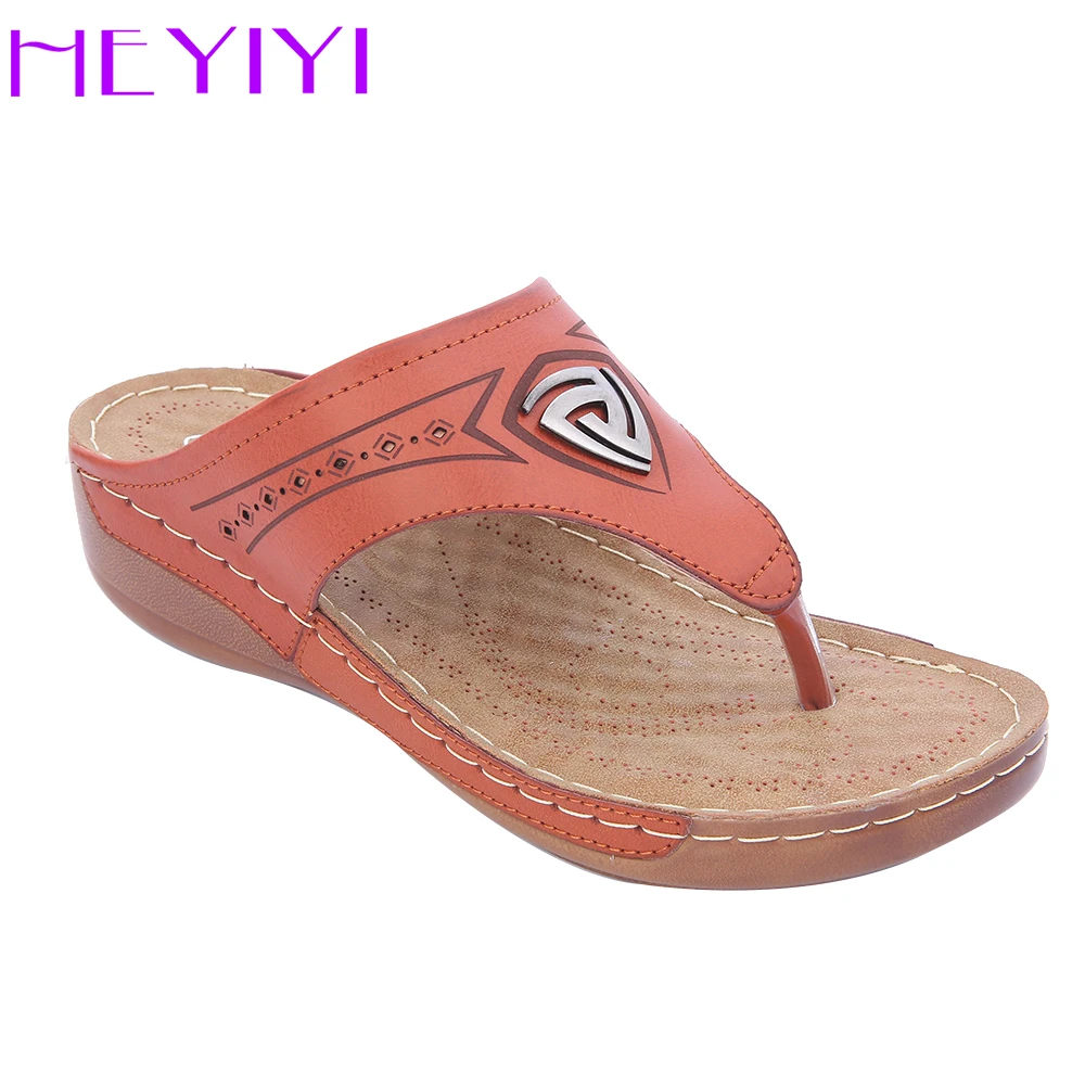 

HEYIYI Women Shoes Wedges Slipper Platform Comfortble Flip-flops Summer Casual Rome Newest Soft Lightweight Mama Ethnic Shoes
