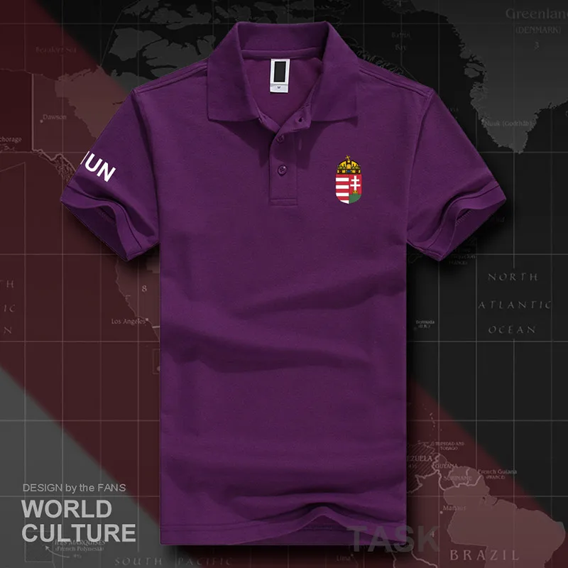 Венгерские мужские рубашки поло с коротким рукавом, белые брендовые принтованные рубашки для страны, хлопок, флаги, мода HUN HU 20 - Цвет: polo-purple