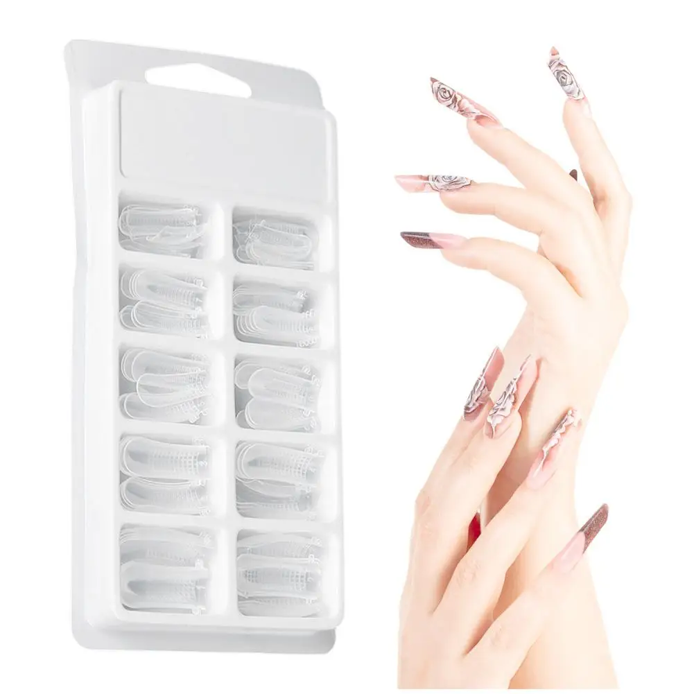 

100pcs Clear Nail Forms Full Cover Quick Building Gel Mold Tips Nail Extension DIY Manicure Nails Accessoires Makeup Tools
