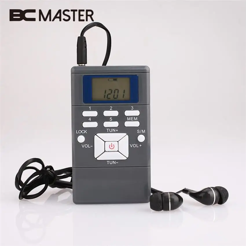 

BCMaster Mini FM Radio Receiver Slim Handheld Frequency Module Digital LED Display Radio Powered By AAA Battery With Earphone