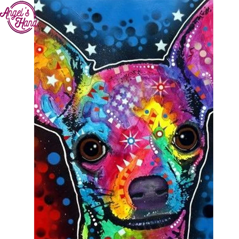 

Full square diamond 5D DIY diamond embroidery colorful Chihuahua diamond painting Cross Stitch Rhinestone mosaic decoration