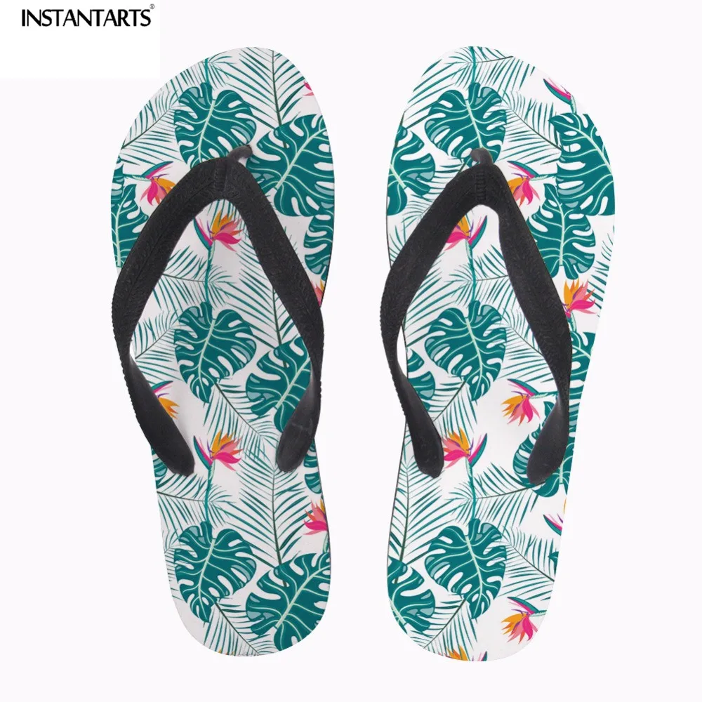 Instantarts Women Summer Plam Leaf Design Hawaii Flip Flops Woman's ...