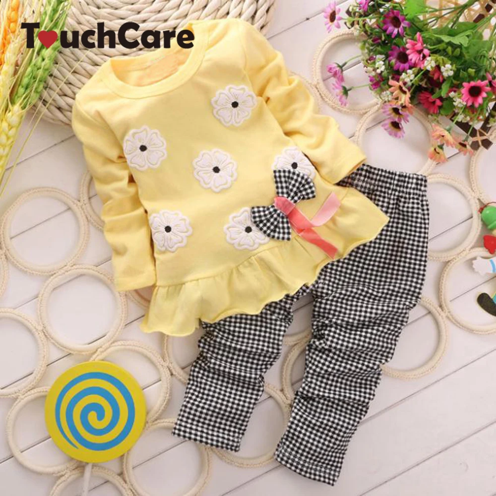 Clearance Baby Girl Clothing Set Heart shaped Print Bow Cute 2PCS Cloth