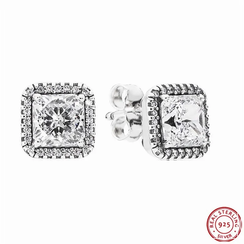 

Timeless Elegance Stud Earrings for Women 925 Sterling Silver Jewelry with Large Danube-cut Central Stone & Surround Halo FLE043