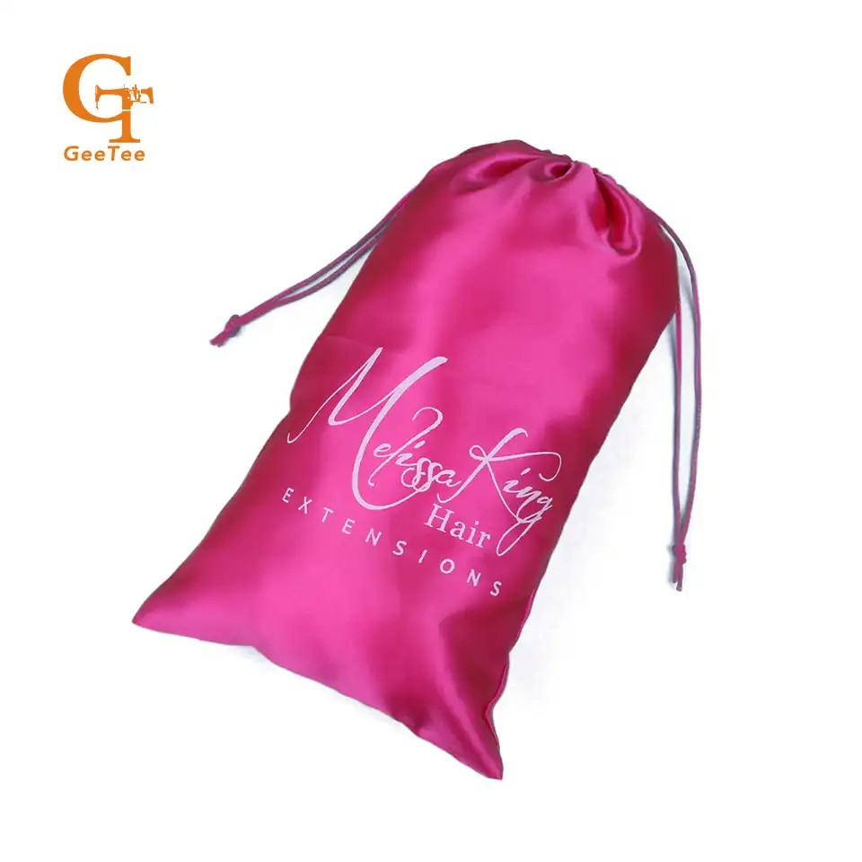 Customized Woven Extension Hair Bundle Satin Packing Bags Custom