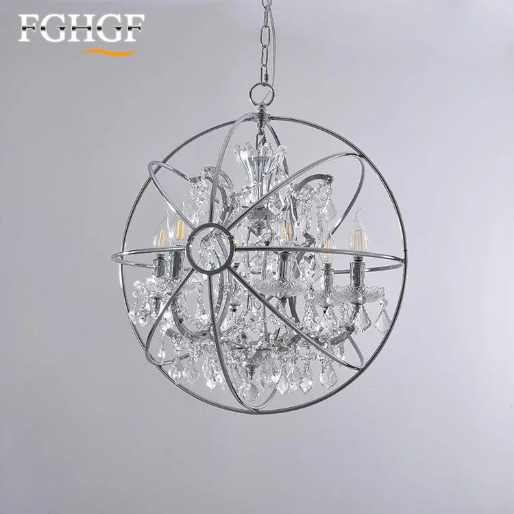 Retro Orb Crystal Chandelier Lighting Smoky Cristal Chandeliers Hanging Light Fixture for Living and Dining Room Decoration (3)
