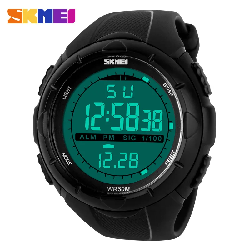 SKMEI бренд 1025 светодиодный цифровые мужские военные часы мужские спортивные часы 5ATM для плавания и альпинизма модные уличные повседневные мужские наручные часы