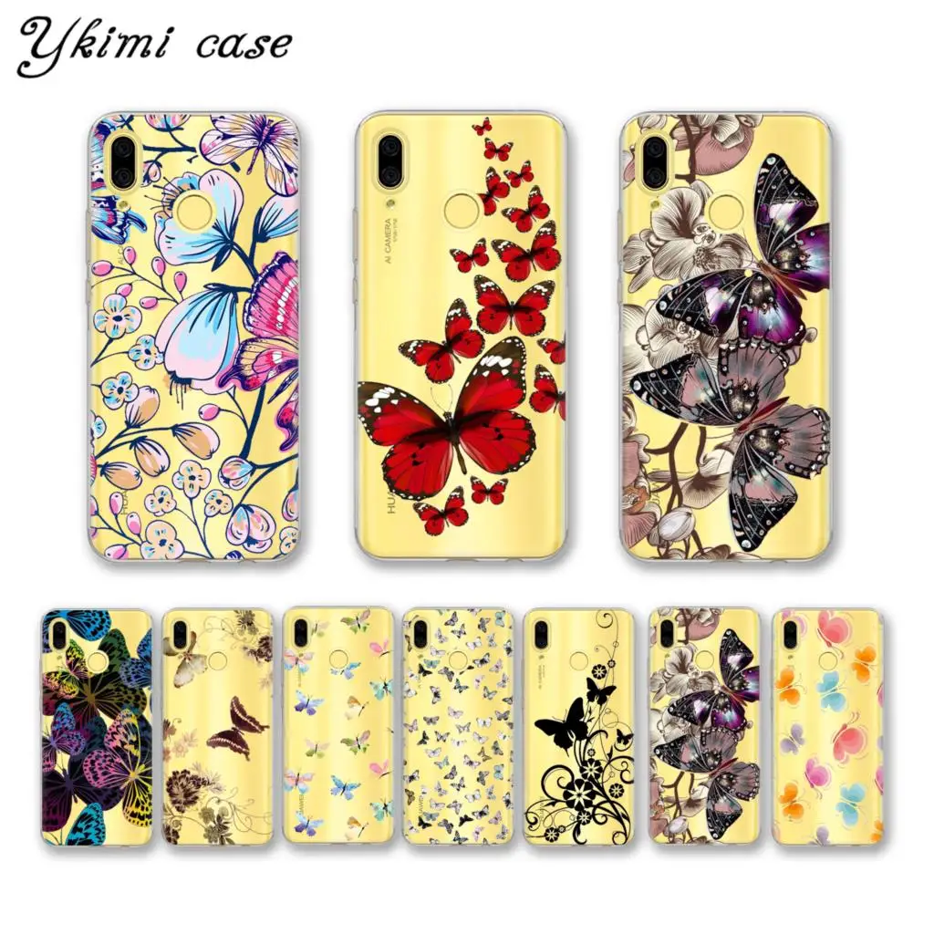 

Ykimi Case Cute Cartoon Butterfly Phone Cases For Huawei Nova 3i 3 3e 2 2s Case Transparent TPU Soft Silicone Cover