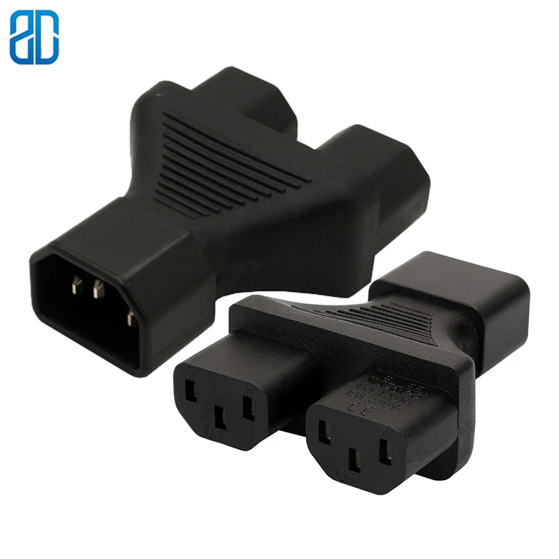 

C14-2*C13 IEC 3Pole Male to 2x IEC 3Pole Female Y Split AC Power Adapter C14 to Dual Double C13 Converter