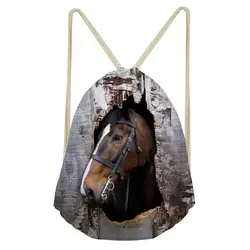 ThiKin сумка на шнурке женский рюкзак с принтом лошади женский маленький торговый стринги с кармашком Дети Девушки логотип на заказ Bolsos