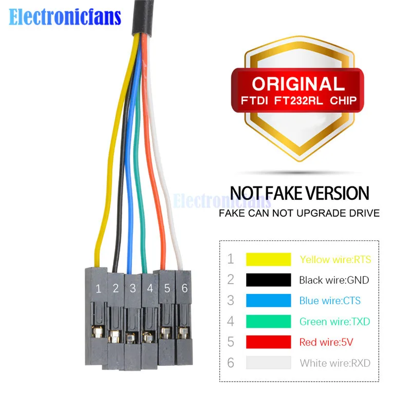 6PIN FTDI FT232RL FT232 USB к ttl RS232 последовательный провод адаптер модуль 1 м скачать кабель для Arduino AVR ARM Raspberry Pi - Цвет: Independent DuPont