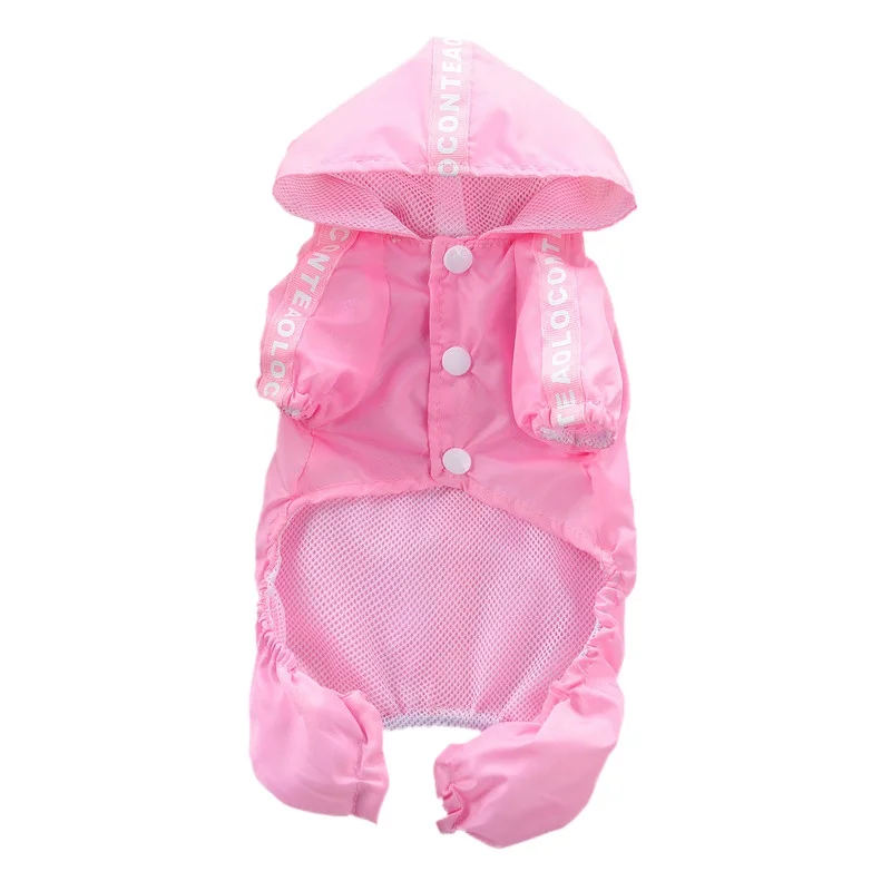 

Small Dog Raincoat Waterproof Hooded Dog Clothes Four-Legged Poncho Rain Jacket Safety Jumpsuits Pet Clothing Apparel
