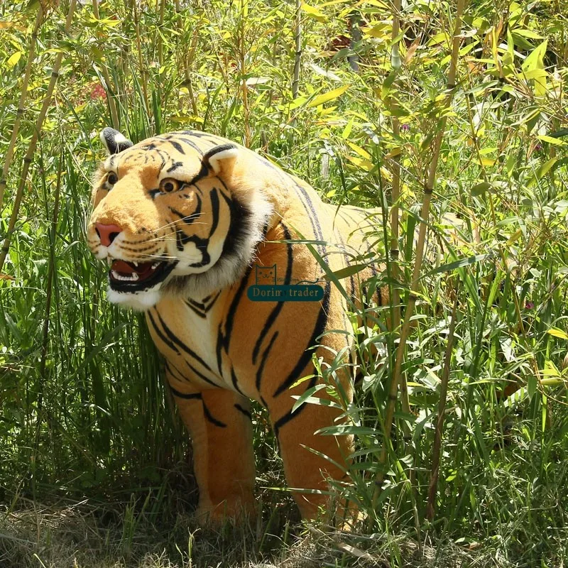 Dorimytrader 110cm Huge Simulated Forest Animal Tiger Plush Toy 43'' Large Stuffed Simulated Tiger Doll Great House Decoration DY60728 (9)