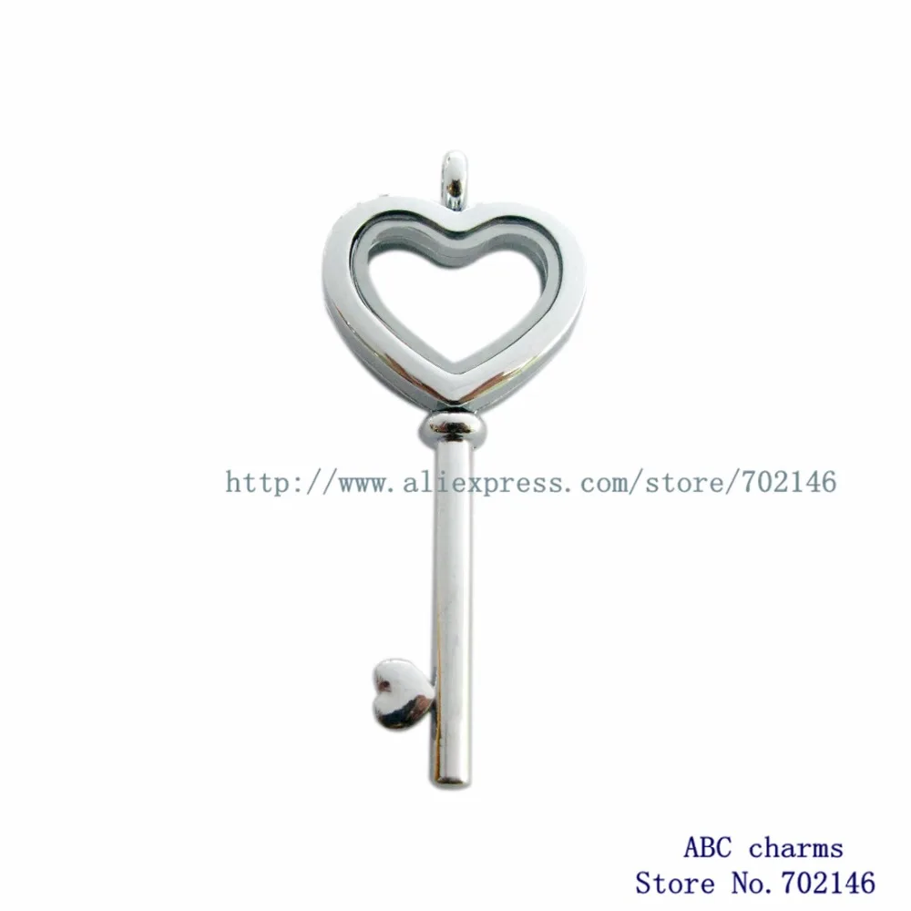 free shipping plain key shape Locket With Closure Floating