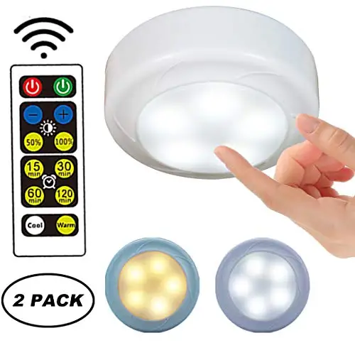 WRalwaysLX newly design Wireless remote control LED under closet light push light 2pack