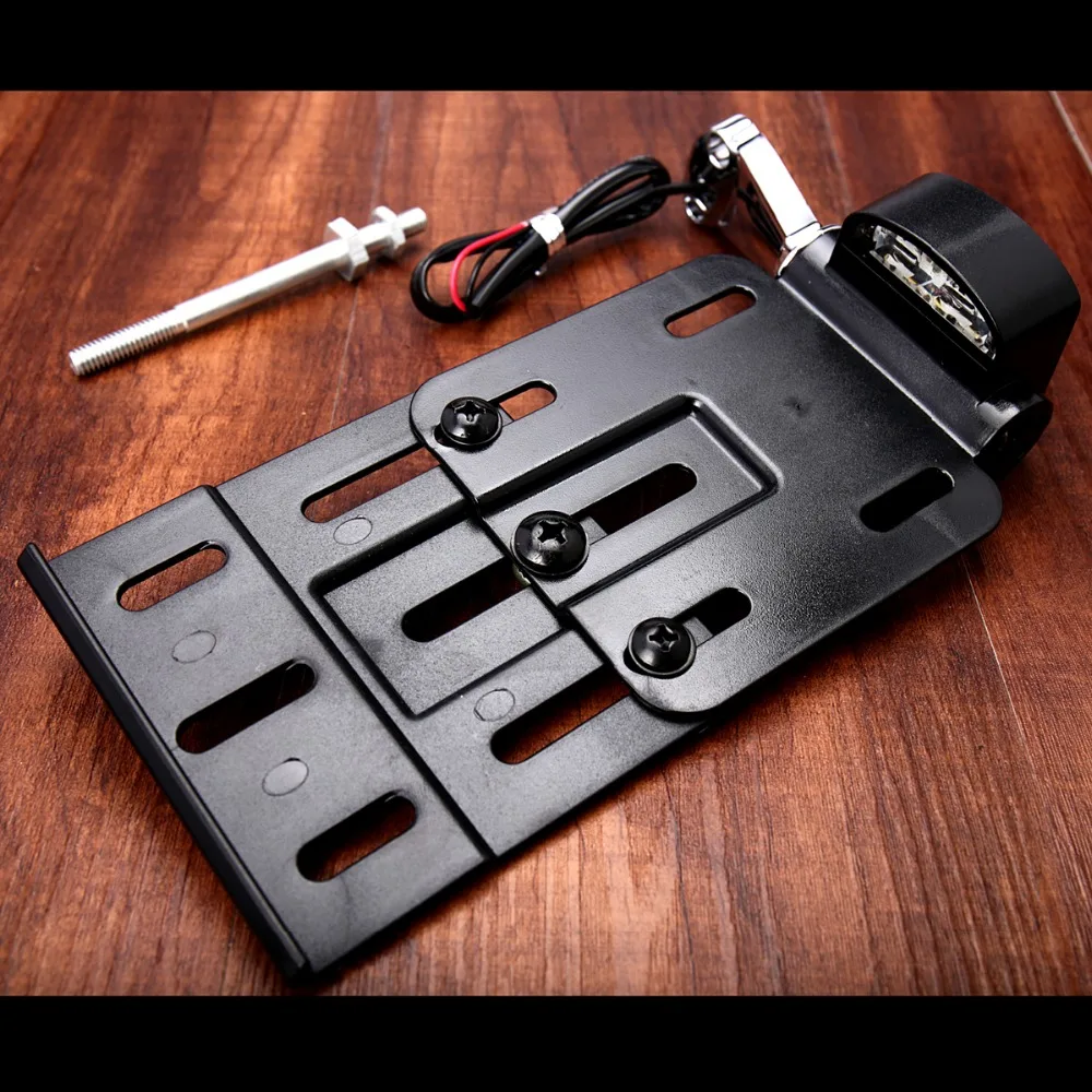 Black New Telescopic Folding LED Light Side Mount License Plate For Harley Sportster 883 1200 48