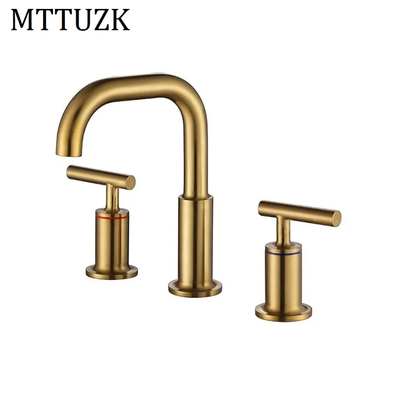 MTTUZK черный смеситель для ванной комнаты с двойной ручкой матовый золотой телефон
