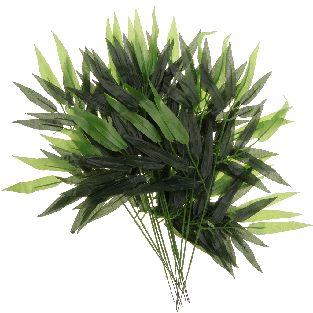 12pcs Artificial Bamboo Plant Ivy Bush Decorative Plastic Plant & Foliage for Home Garden Decor Office Shop Ornament - 23'