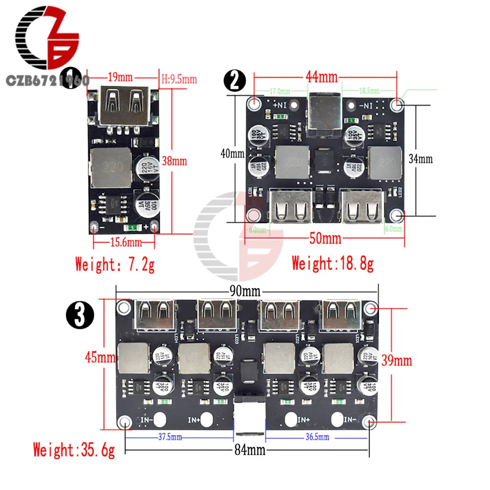 USB 1/2/4 QC3.0 QC2.0 кабель для быстрой зарядки с зарядная плата с источником питания от постоянного тока, 6-32 в пост Шаг вниз автомобиля Мощность преобразователь питания Зарядное устройство, монокальция фосфат FCP SCP АФК