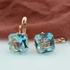 FJ Luxury Wedding Women Earring Rose Gold Color 585 Jewelry Fashion Big Square Pink/White/Green/Red/Blue Zircon Drop Earring ► Photo 1/6