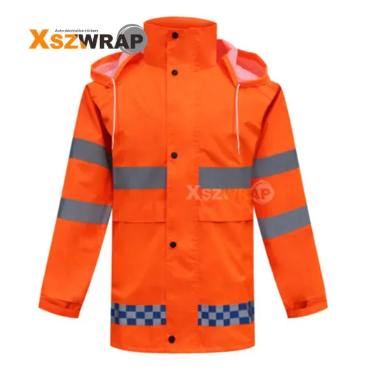 Одежда безопасности на открытом воздухе высокая видимость Светоотражающая куртка водонепроницаемый плащ оранжевый мотоциклетный плащ