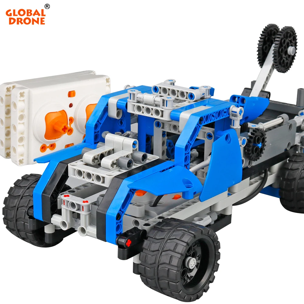 

Global Drone RC Car 2.4GHz DIY Blocking Vehicle Car Machine On The Remote Control Racing Car Educational Toy For Boys