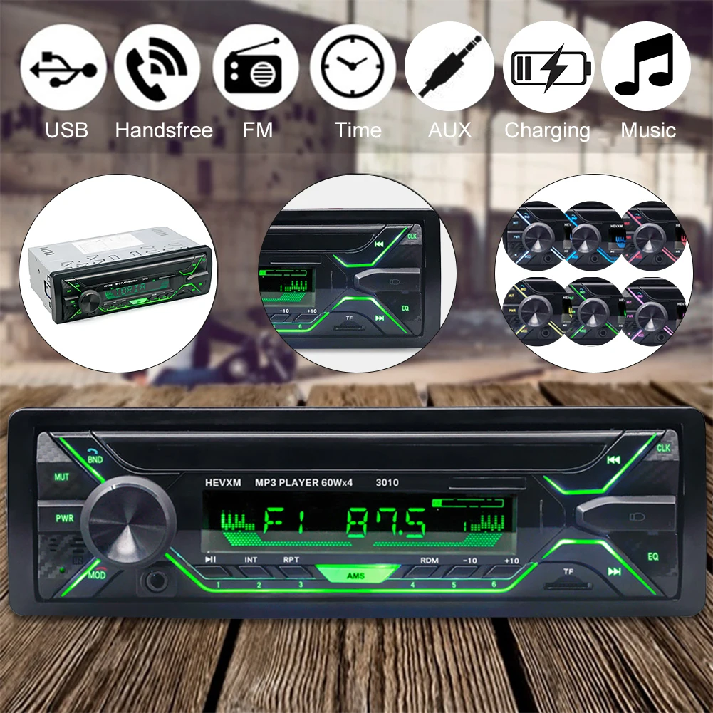 12 V Автомобильный MP3 плеер Универсальный Aux Стерео ЖК дисплей красочные огни USB