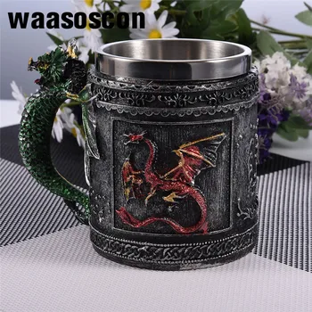 

Personalized 3D Royal Dragon Mug Stainless Steel Serpent Medieval Collectible Stein Dragon Spine Tankard Drinking Coffee Cups
