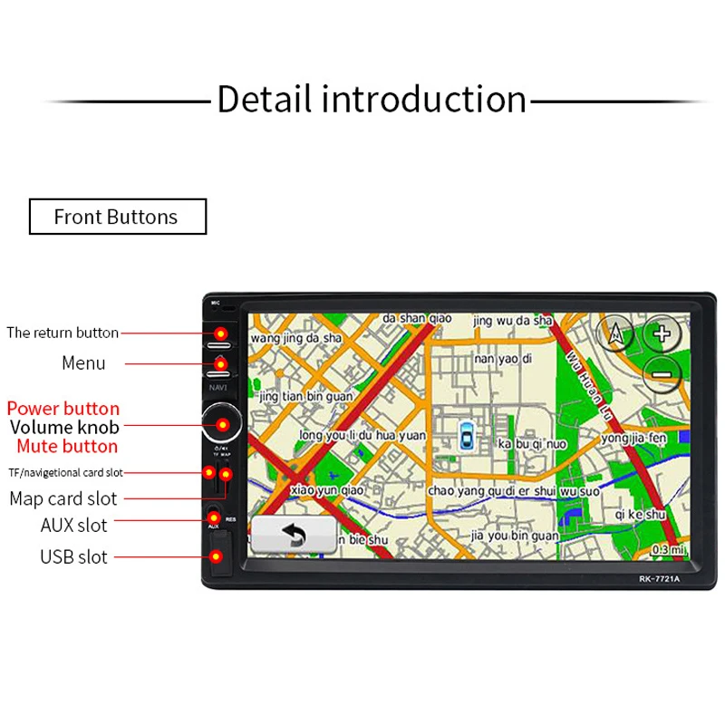 Perfect Automobile Capacitance Screen MP5 Player GPS Navigation Integrated Machine 7 Inch Vehicle Mounted Bluetooth Dual Spindle Machine 1