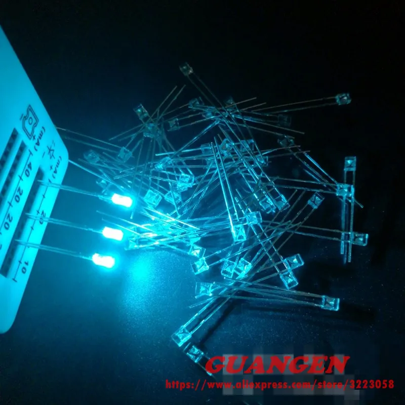 

1000pcs/LOT 2X3X4 square LED astigmatism ice blue Transparent light-emitting diode Lamp 2*3*4 mm Rectangle LED Ultra Bright Bulb