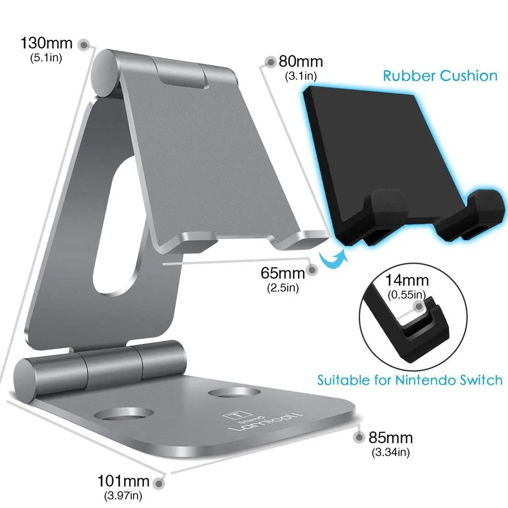 

Portable Phone Stand for iPhone X 8 Portable Aluminum Alloy Adjustable Desktop Holder Dock for iPad Switch Tablet Stand