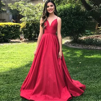 

Ruby Bridal 2019 Vestidos De Fiesta Long A-line Evening Dresses Red Taffeta Sexy Prom Party Dresses Vestido Longo Festa P1932
