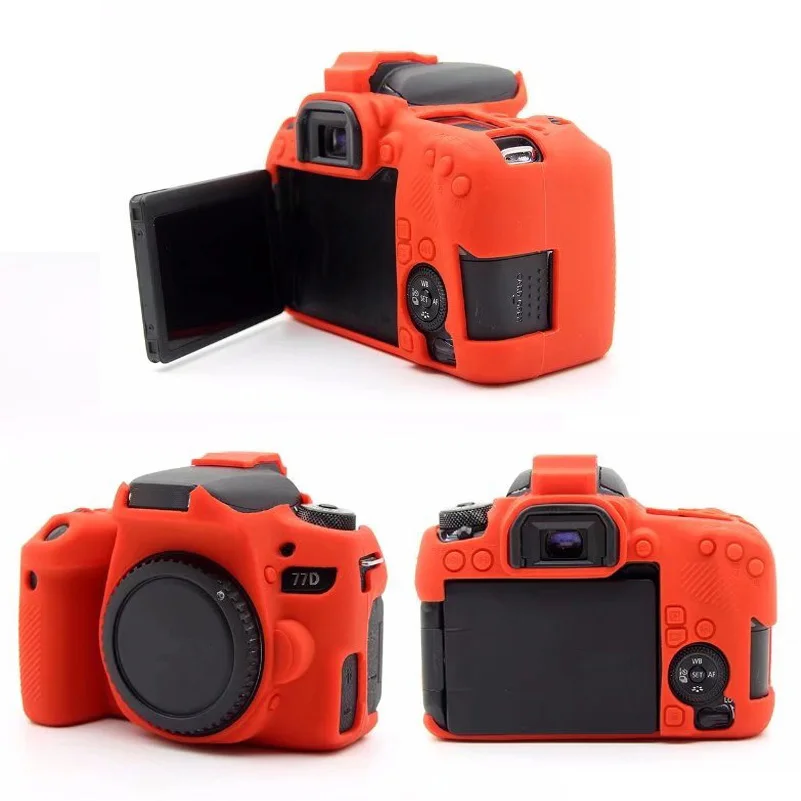 Soft Silicone DSLR Camera Bag Protective Body Cover For Canon EOS 77D Camera Rubber Cover Battery Openning-5