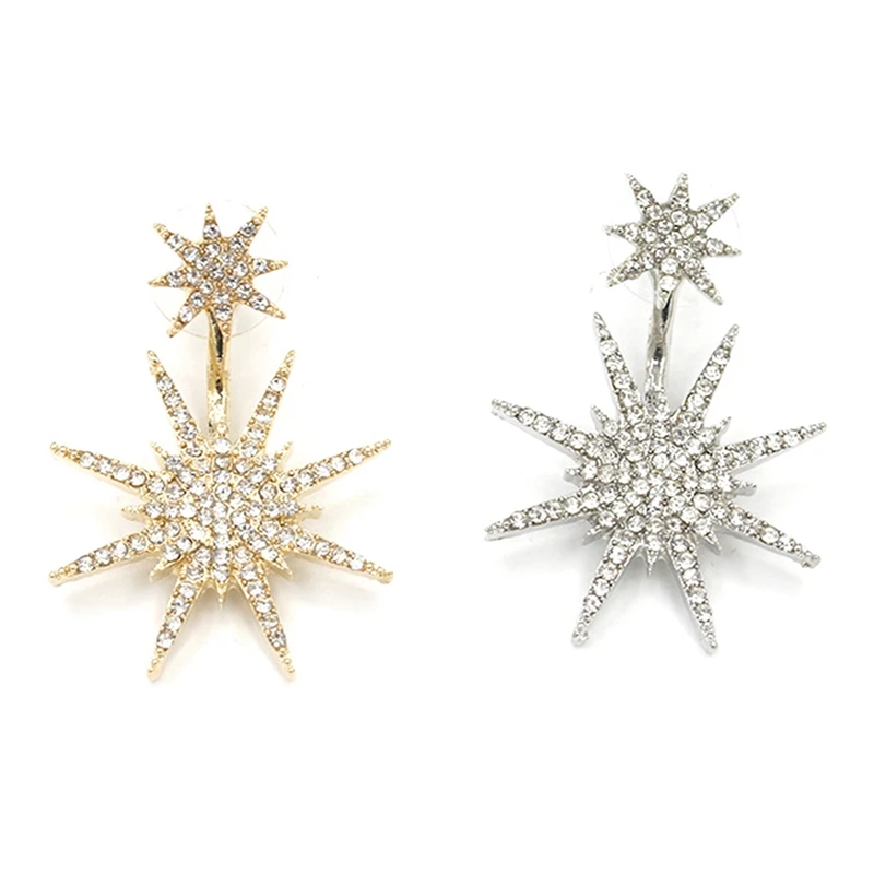 

1 Pc Hot Fashionable Trendy Style Hot Sale Crystal Rhinestone Lady Women Dangle Gold Earrings Star Ear Stud Earring Freeshipping